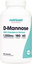 Nutricost D- Mannose με εκχύλισμα βατόμουρου για γυναίκες 1300mg 180 κάψουλες