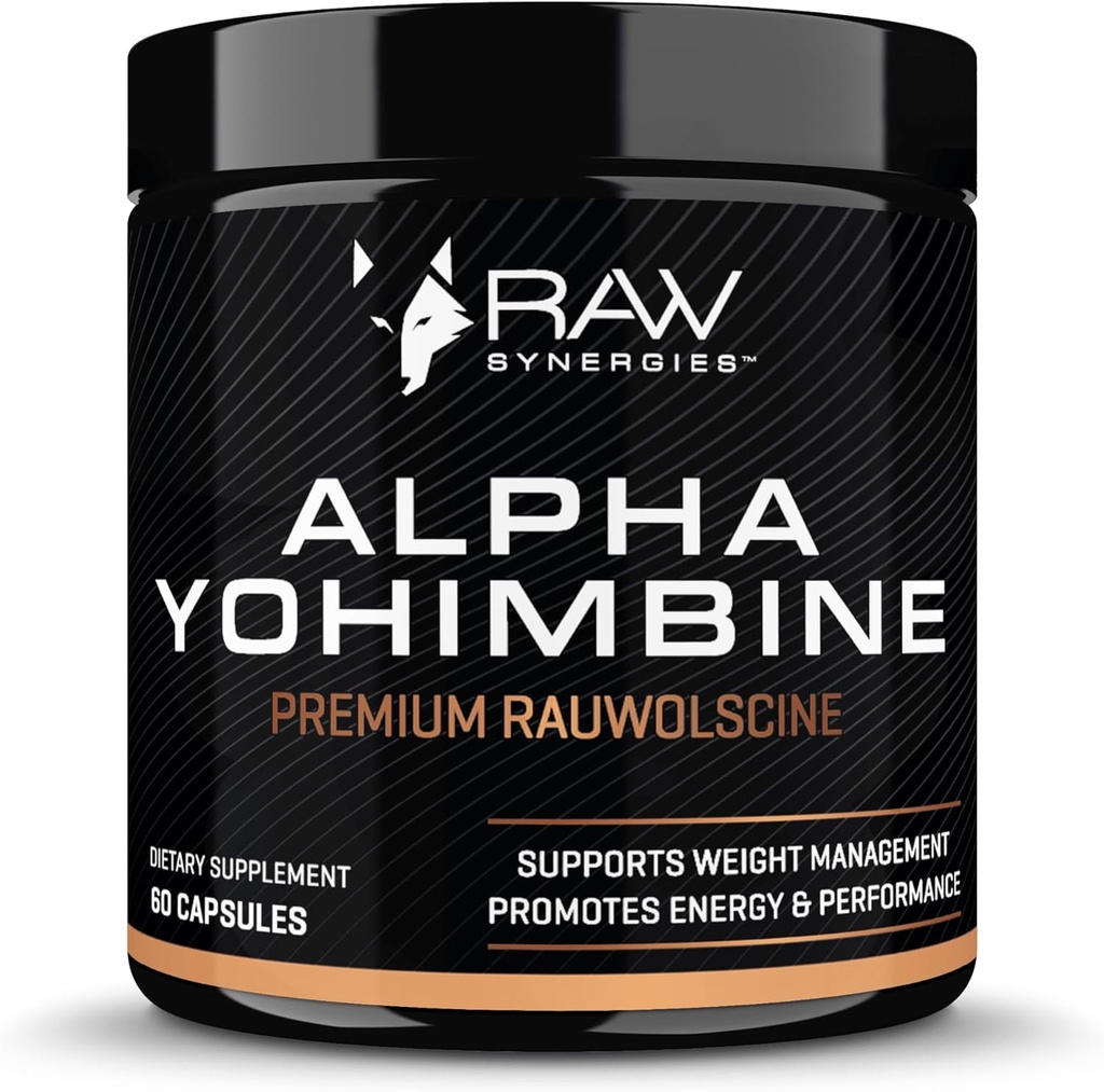 Alpha Yohimbine – Yohimbe Bark Fat Burner, Χάπια απώλειας βάρους που λειτουργούν γρήγορα - 3ο Κόμμα Tested for Pureity and Potency, 60 κάψουλες από RAW Synergies