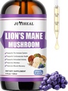 Lions Mane Liquid - Beyin Desteği, Enerji, Hafıza ve Oda - Şeker & Alkol Özgür Aslanlar Mane Supplement - 4 Fl OZ, 4 Ay Supply, Grape Flavor