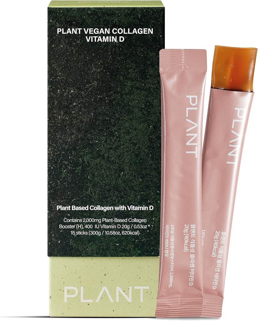 Vegan D3 Vitamin D3 (15 Sticks) - Plant-Based Collagen Jelly Supplement, Low-Molecular Collagen., Kore Skincare. Citrus Yuzu Flavor.