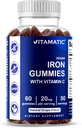 Vitamatic Iron Gummies Supplement for Women & Men - 20mg Serving - 60 Vegan Gummies - Great Tasting Iron Gummy Βιταμίνες με Βιταμίνη C (60 Count (Pack of 1))