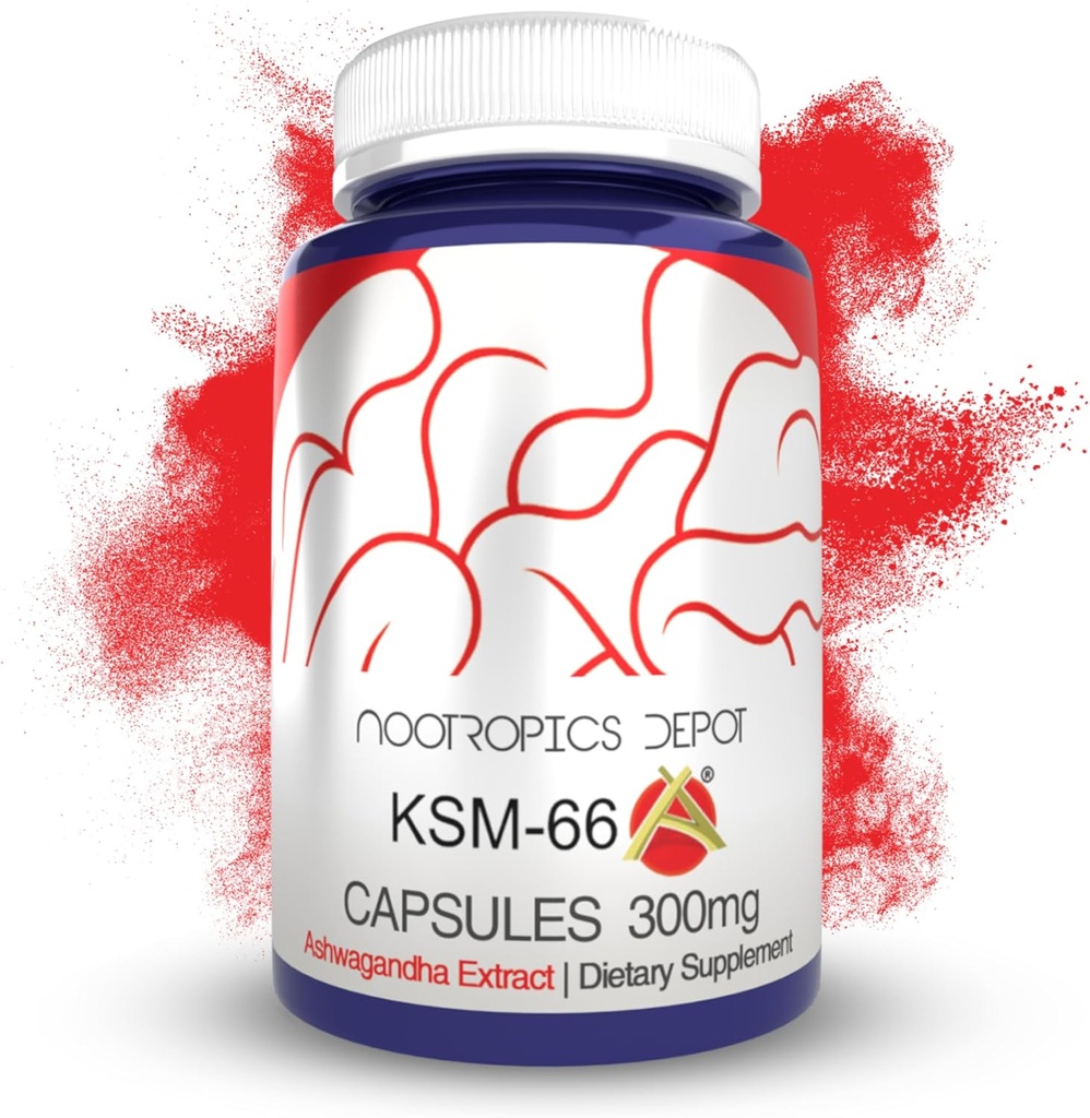 Nootropics Depot KSM-66 Ashwagandha Capsules | 300 mg | 90 Kont | Withania somnifera Extract | Ayurvedic Herb | Adaptogen Supplement | Promosyonation*