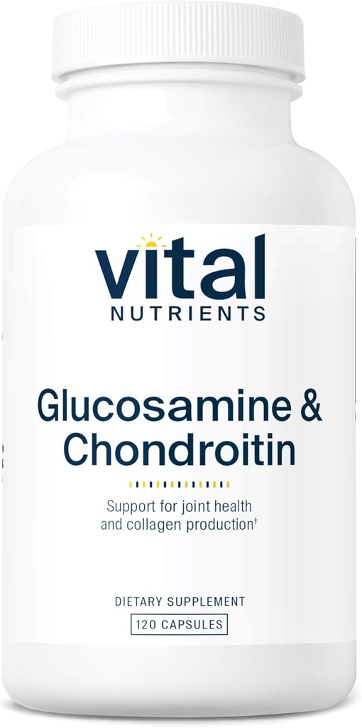 Vital Nutrients Glucosamine & Chondroitin | Sağlıklı Kartilage, Hareketlilik ve Ortak Destek Tamam | Gluten, Süt, Soy Free | Non-GMO | 120 Capsules