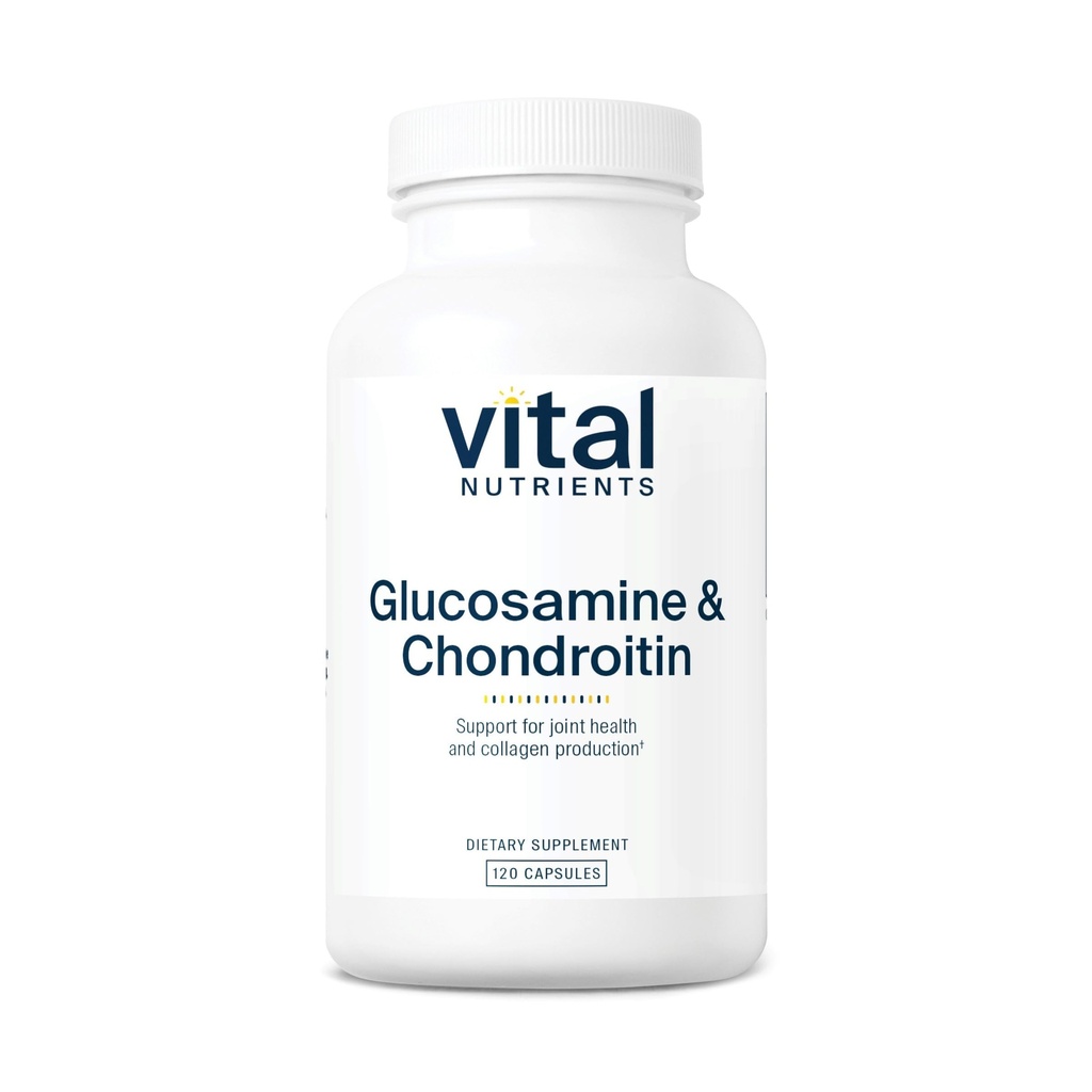 Vital Nutrients Glucosamine & Chondroitin | Sağlıklı Kartilage, Hareketlilik ve Ortak Destek Tamam | Gluten, Süt, Soy Free | Non-GMO | 120 Capsules
