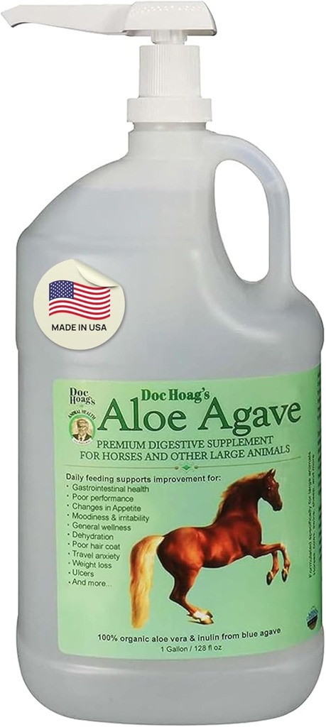 Doc Hoag'ın Aloe Vera+Agave Premium At Supplement - ABD'de Yapıldı - Orijinal Udder Balm - Atlar ve Büyük Hayvanlar için Doğal Gazk Destek - Stresli Yardım ve Ulcer Bakım, 128 Fl Oz.