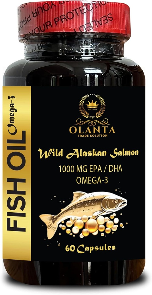 Vahşi Alaskan Salmon Oil - Omega 3 Fatty Acid Supplements, Support Memory and Focus Supplements - 1 Şişe 60 Softgels