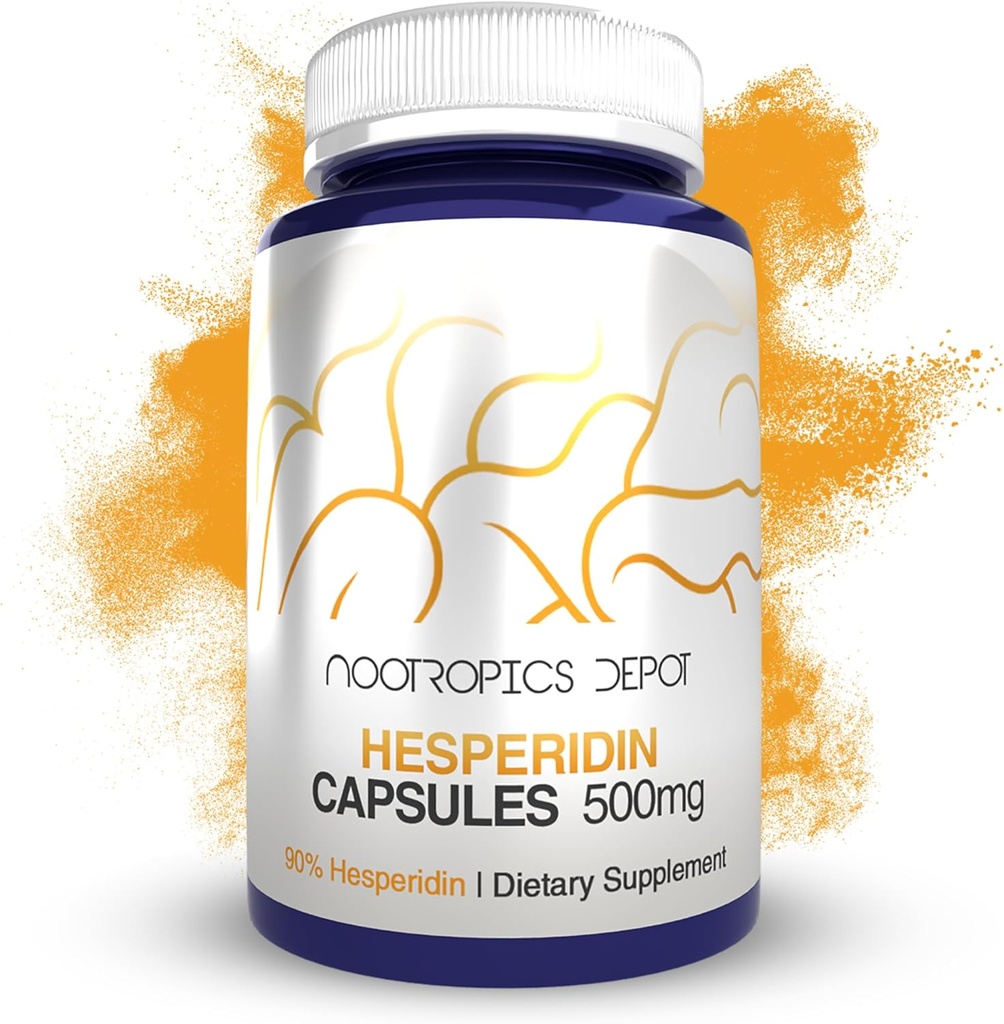 Nootropics Depot Hesperidin Capsules | 500 mg | 60 Kont | 90 Citrus Extract | Supports Metabolic Function + Cardiovascular Health