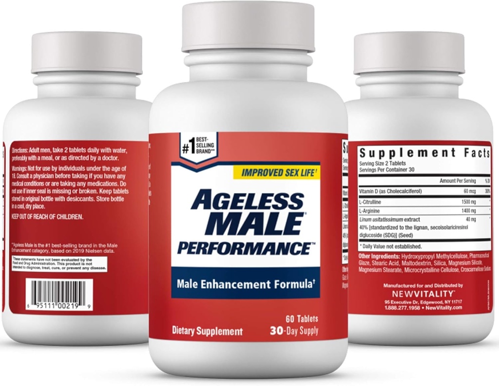 Yaşsız Erkek Performansı Erkekler için Nitrik Oksit - Kan Circulation, Arousal, Enerji Üretimi, Drive, Stamina, Health Supplement (60 Tablet, 1 Şişe)
