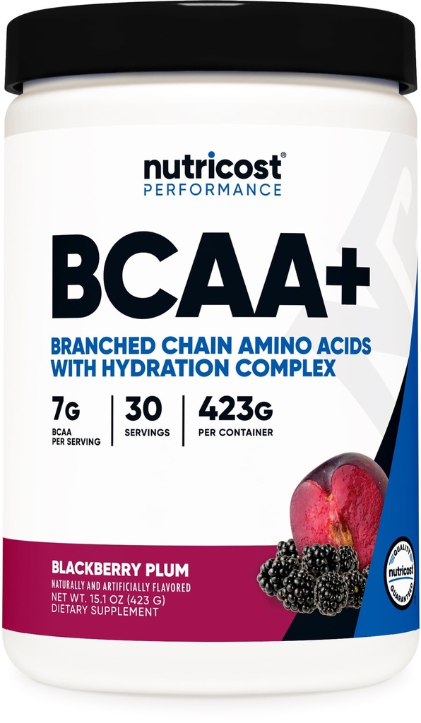 Nutricost BCAA Active with Glutamie, Citrullie, and Coconut Hydration Toz (BlackBerry Plant) 30 Hizmet - Hydration Complex - Gluten-Free, Non-GMO
