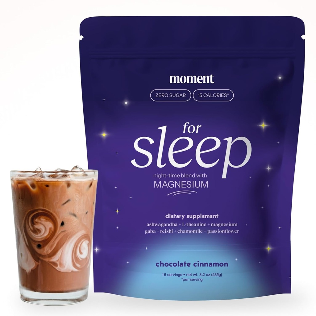 Moment Sleep Toz (Shark Tank) | Hot Chocolate | Melatonin Alternative | 0 Sugar | Low Calorie | Mushroom Drink | Adaptogens, Reishi, GABA, Magnezyum, Chamomile | Keto | Dairy Free | 15 Servisler
