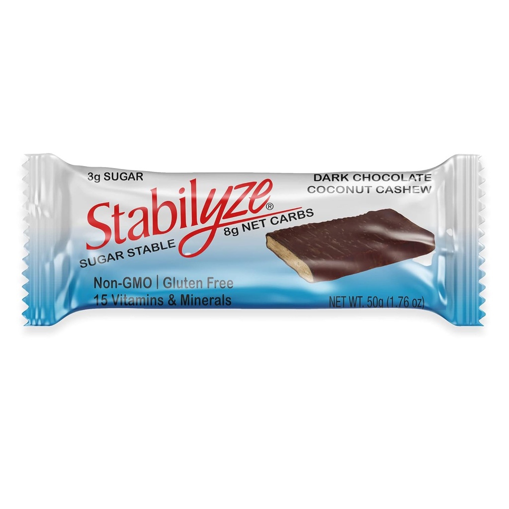 Stabilyze Beslenme Bars, Dark Chocolate Coconut Cashew, Keto Mealchange Bars 15 Essential Vitamins & Minerals, Gluten Free, Non GMO, Low Carb Snacks, Bireysel olarak yuvarlandı (12 Pack)