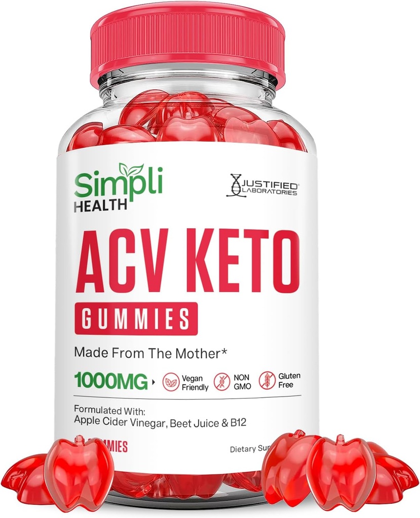 Simpli Health Keto ACV Gummies Gelişmiş Formula 1000MG Keçevleri Apple Cider Vinegar Formula 15 Gummys
