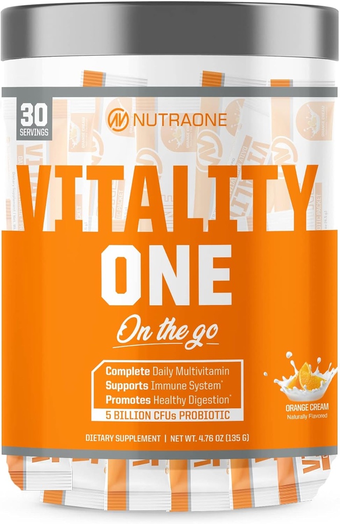 NutraOne VitalityOne On The Go Complete Multivitamin, Probiyotik ve Enzyme Emo Cream – 30 Hizmet