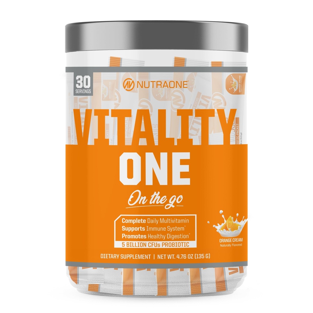 NutraOne VitalityOne On The Go Complete Multivitamin, Probiyotik ve Enzyme Emo Cream – 30 Hizmet