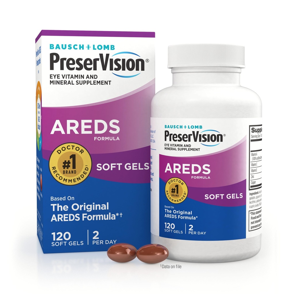 PreserVision AREDS Eye Vitamins, #1 Eye Doctor Önerilen Brand, Multivitamin with Copper, Vitamin A, C & E, çinko Supplements, 120 Softgels