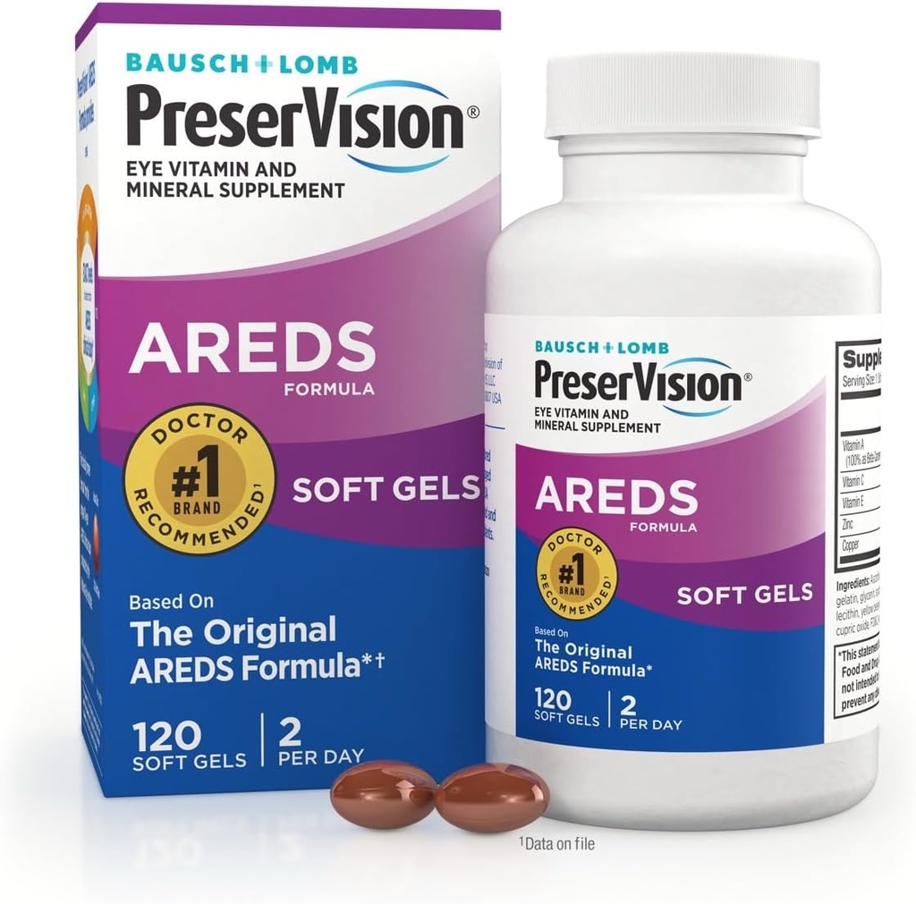PreserVision AREDS Eye Vitamins, #1 Eye Doctor Önerilen Brand, Multivitamin with Copper, Vitamin A, C & E, çinko Supplements, 120 Softgels