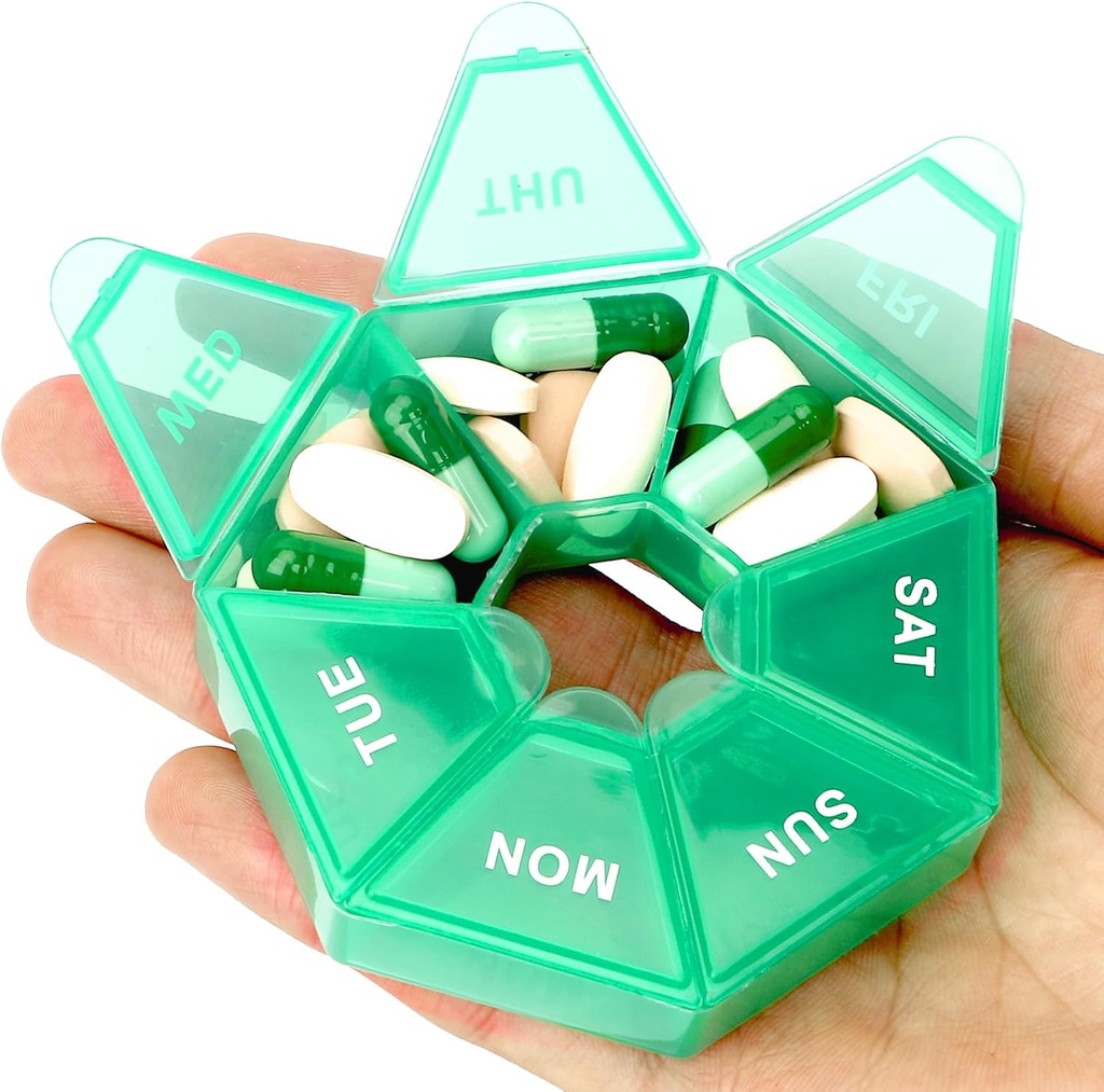 Yeşil Günlük Pill Organizer - 7 Gün, 1 Bir Gün, Seyahat Pill Box 7 Karşılaştırmalı