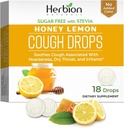 HERBION Naturals Cough Drops, Sugar-Free with Stevia, Dietary Supplement, Soothes Cough, Yetişkinler ve Çocuklar için 6 Yıl boyunca, 25 Drops Her (18 Kont)
