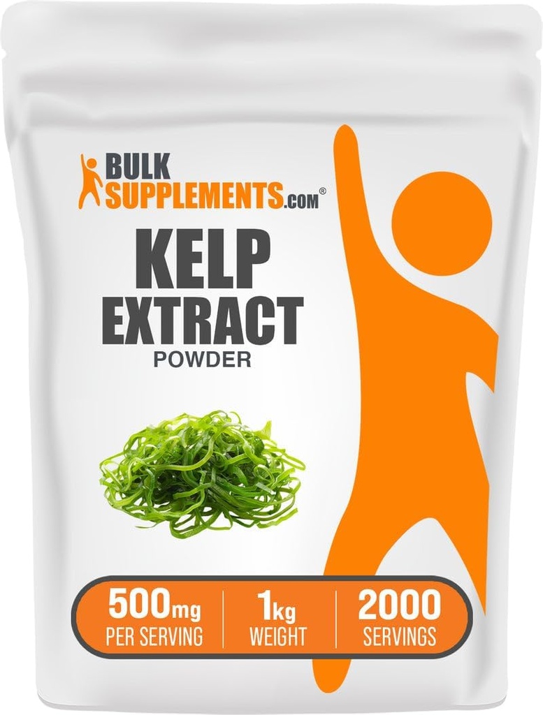 BulkSupplements.com Kelp Extract Powder - Kelp Supplement, Brown Seaweed Extract, Seaweed Powder - Χωρίς γλουτένη, 500mg ανά Σερβίρισμα, 1kg (2,2 lbs) (Συσκευασία των 1)