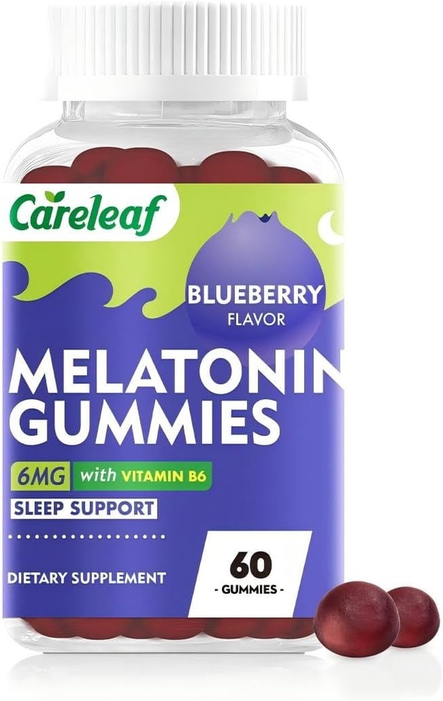 Melatonin Gummies Sleep Support for Men and Women Health Sleep with 6 mg Melatonin &Vitamin B6 Blueberry Flavor 60 Count