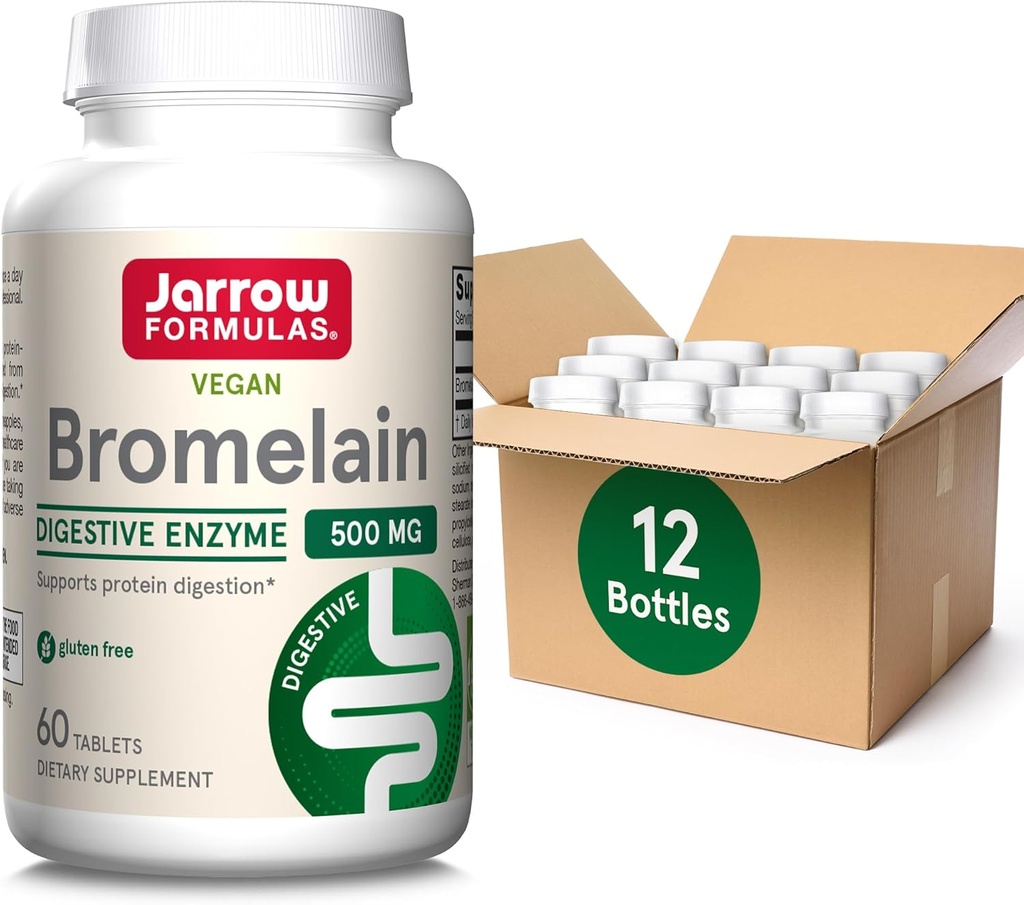 Jarrow Formulas Bromelain Tabletleri, Protein Digestion için 500 mg Diyetsel Tamam, 60 Tablet, 60 Gün Supply, (Paket 12)