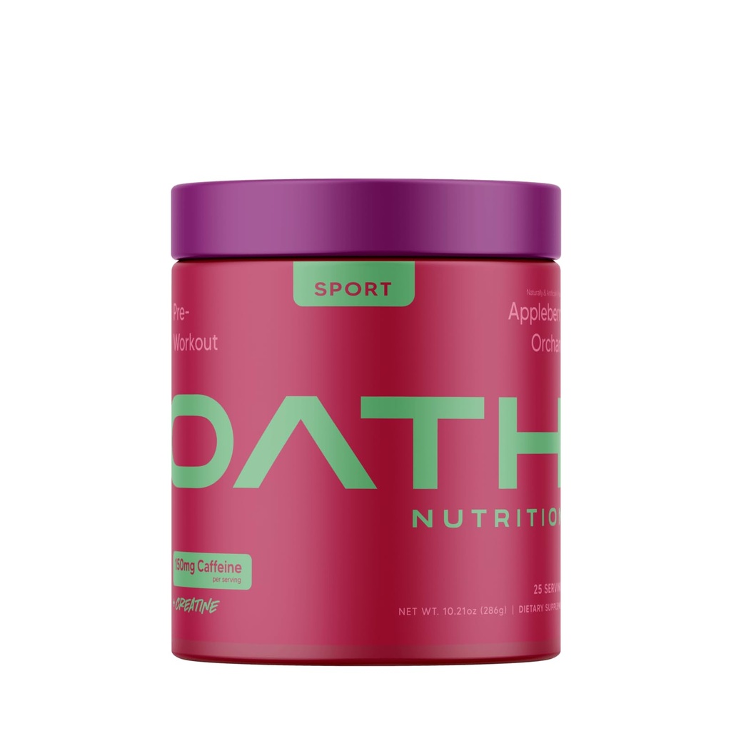 Oath Nutrition Sport Sugar Free Pre-Workout Toz, Appleberry Orchard, Containst Kreine Monohidrat, Caffeine ve Beta Alanine, Pre Workout Toz for Women and Men, 25 Servisler