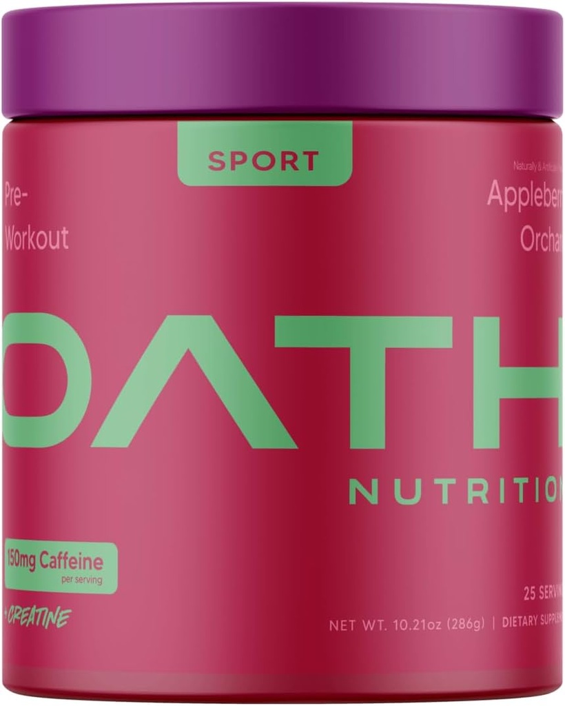 Oath Nutrition Sport Sugar Free Pre-Workout Toz, Appleberry Orchard, Containst Kreine Monohidrat, Caffeine ve Beta Alanine, Pre Workout Toz for Women and Men, 25 Servisler