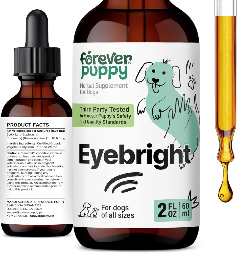 Köpekler için Sonsuz Puppy Eyebright Drops - Soothing Eyes Irritation - Sıvı Göz Sağlığı Desteği Tüm Breeds ve Boyutlar için Tamam - 2 ozz