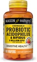 MASON NATURAL Probiotic Acidophilus με Bifidus, 50 ημέρες προσφοράς, υποστηρίζει υγιή φυσιολογική πέψη, γεύση φράουλας, 100 μασώμενα wafers