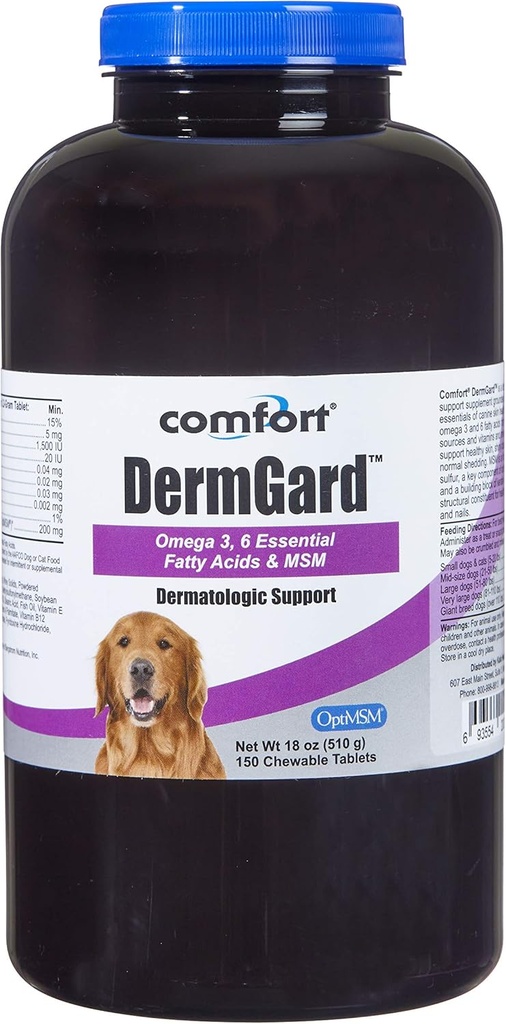 Kala Health Comfort DermGard Skin and Coat Supplement Supplement for Dogs, 150 Count, Supports Health Skin, Shiny & Reduce Excessive Shedding, Contains MSM, Fish Oil & Omega 3, 6 ve 9 Essential Fattyas