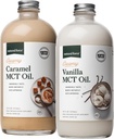 Doğal Kuvvet Kremi Vanilla + Kremy Caramel MCT Oil Sche – Gluten-Free, Non GMO, Organik Piramitlerden Emvored MCTs - Keto, Paleo ve Vegan - 2x 16 Ounce Glass Şişeleri