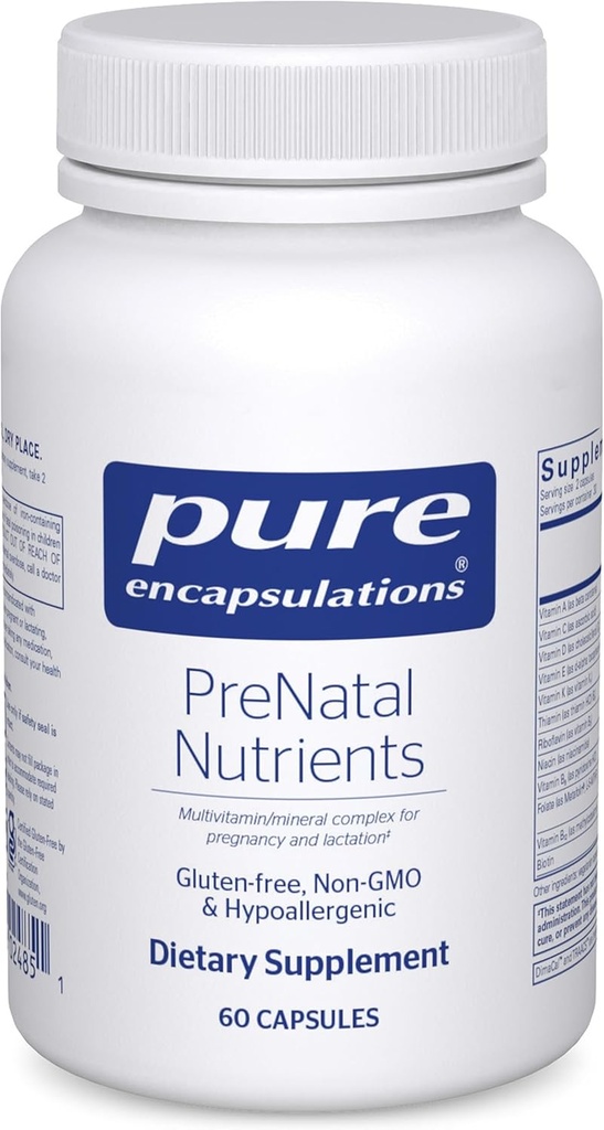 Saf Encapsulations PreNatal Nutrients - For Hamile & Lactation - Aids Energy & DNA Development* - Folate, Choline & Iron - Gluten Free & Non-GMO - 60 Capsules
