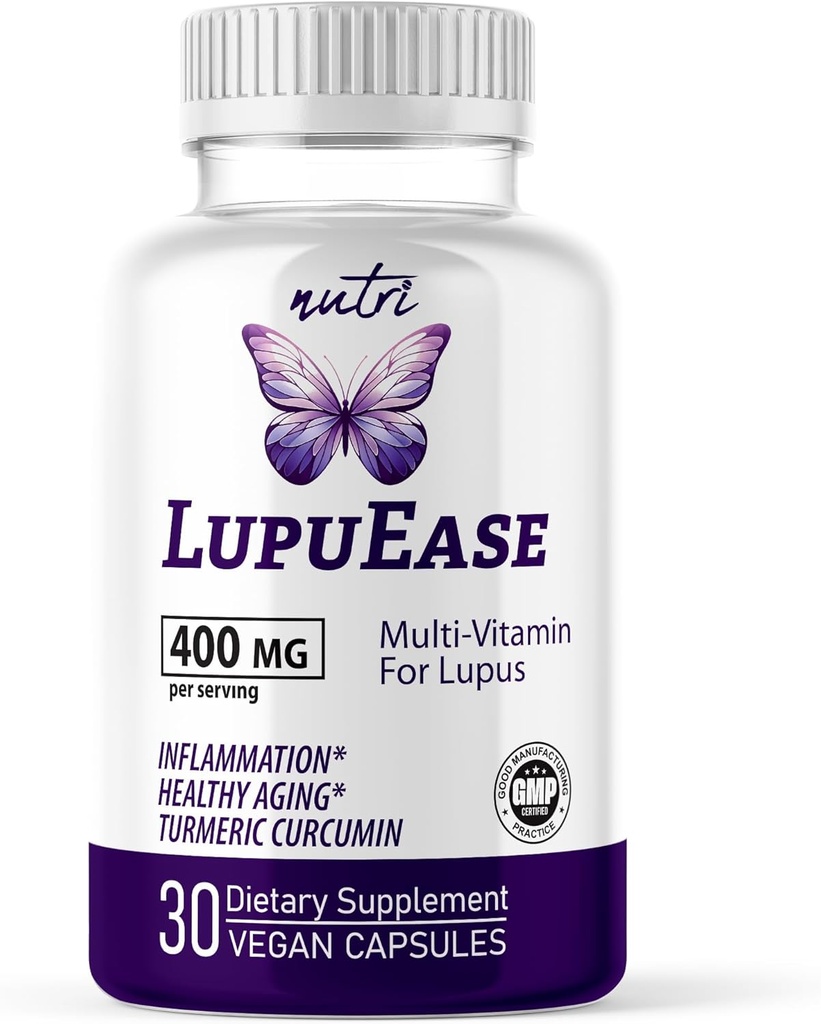Fusions LupuEase Lupus Relief Products Multivitamin Supplements - Βιταμίνη C, D3, E, B12, Turmeric Curcumin Extract (std. 95% κουρκουμινοειδή) - Ωμέγα 3 Λιπαρά Οξέα - 30 Ημέρα προσφοράς - 400mg