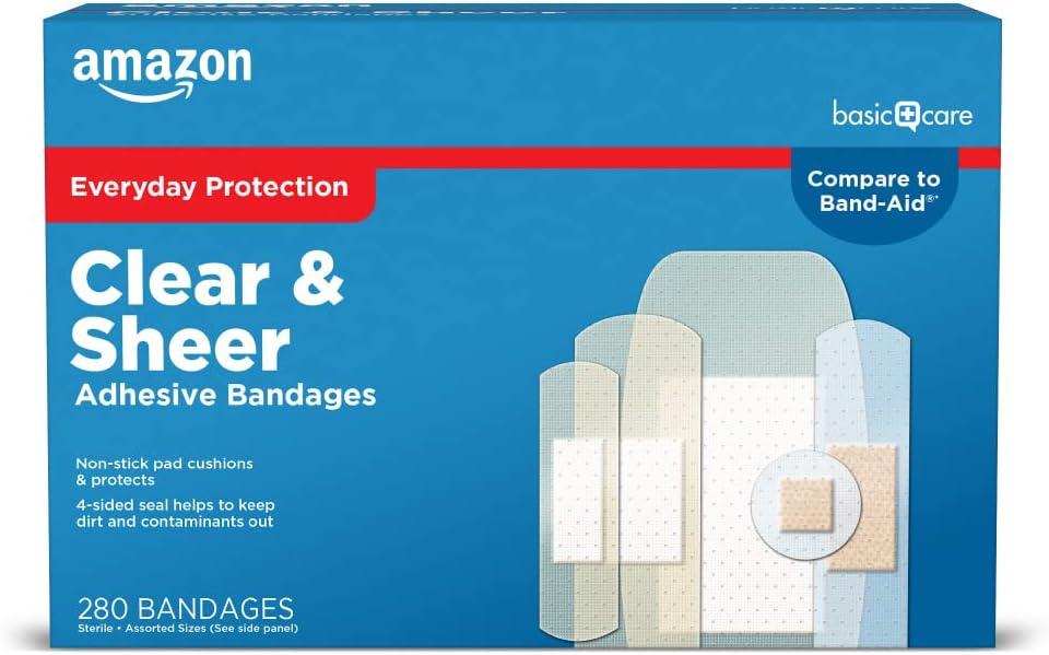 Temel Bakım Sheer ve Clear Prestige Bandages Family Diversity Pack, First Aid and Yara Bakımları, Assorted Dimensions, 280 Count