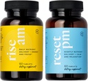LifeVantage Rise AM & Reset PM System - Συνδυασμός Rise AM & Reset PM System, ένα Multivitamin για άνδρες και γυναίκες συμπλήρωμα παρέχει βιταμίνες, ορυκτά, και προσαρμογόνα. - 60 δισκία ανά φιάλη