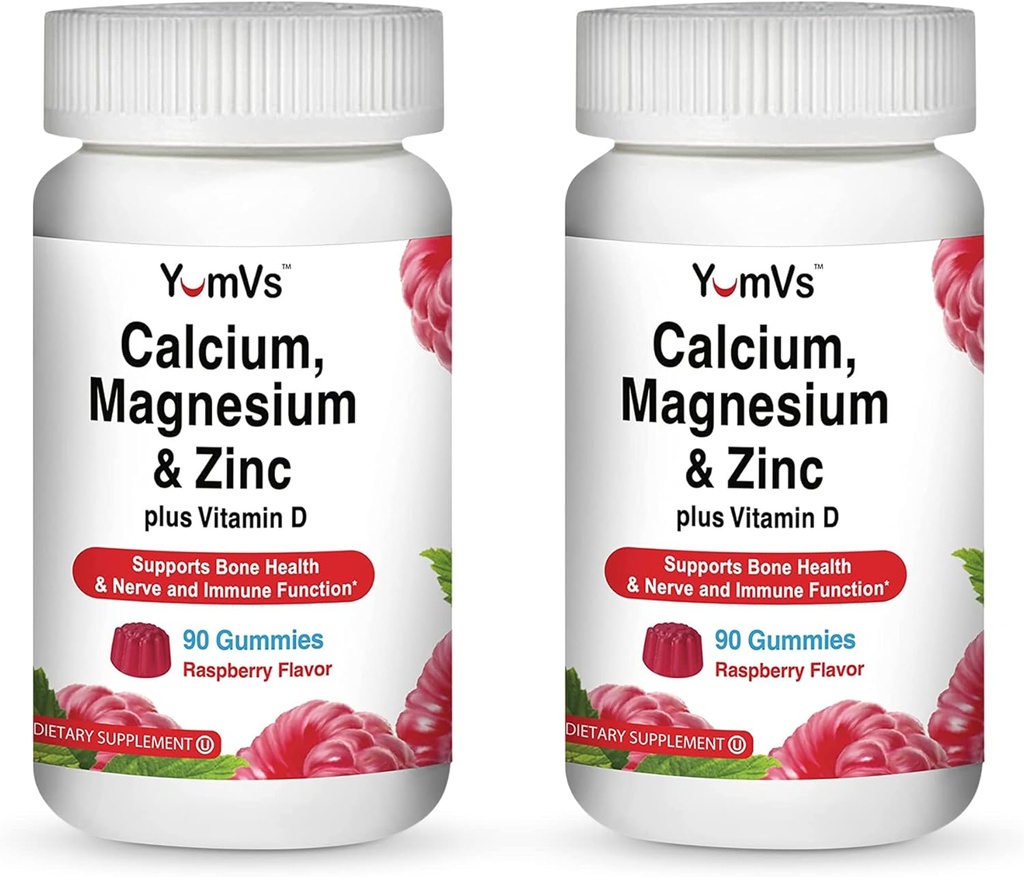 YUM-V'Suba, çinko ve Vitamin D Gummies (90 Kont) - Vitamin D3 + PVC & Magnezyum Supplements - Kadın ve Çocuklar için Bone Health Gummy Supplement, Women & Kids
