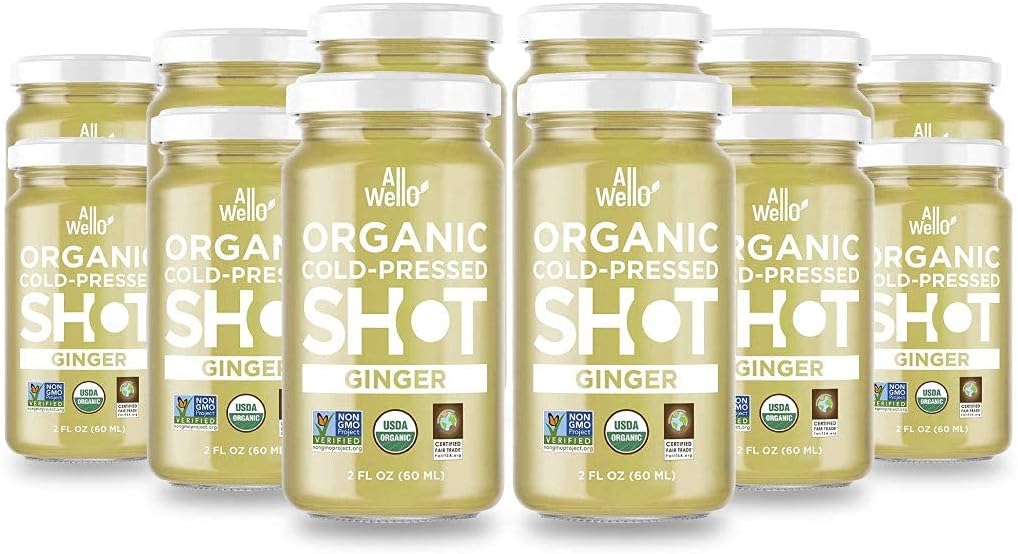 AllWELLO Cold-Pressed Ginger Shot, 60 mL, USDA Organik Immune Branson ile Natu-RAL | 12 Birimler Dava başına (12 Pack)