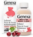 Genxa Infants' Clean Acetaminophen | Pediatrik Tercih Edilen Malzemeler | Bebekler için Ağrı Reliever & Ateşi| Dye Free, 0% Yapay Katkılar | Organik Cherry Flavor, 2 fl ozzz