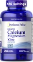 Puritan's Pride Premium Chelated Calcium Magnesium Zinc with Bone-ActiveTM, Συμπλήρωμα διατροφής για την υγεία των οστών και την ανοσοποιητική λειτουργία Υποστήριξη, 250 Coated Caplets