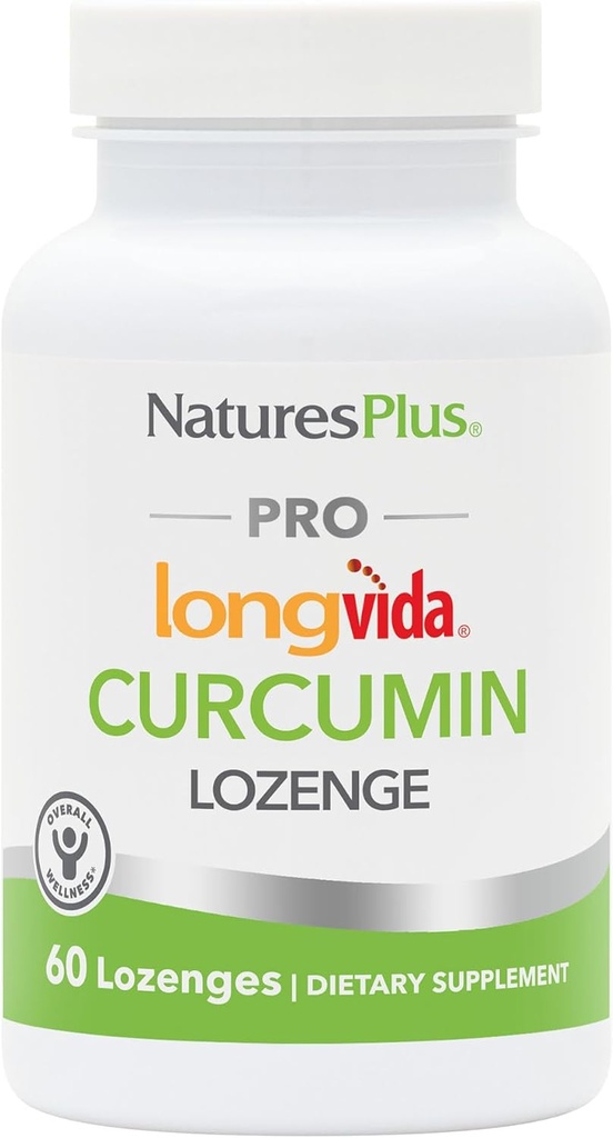 NaturesPlus PRO Longvida Curcumin - 60 Lozenges - Sağlıklı Özgür Radikal Korumayı Teşvik - Non-GMO, Vegan, Gluten Free, Soy Free - 30 Hizmetler
