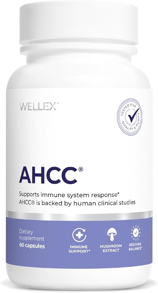 AHCC Supplement - Maximum Strength - Natural Immune Support Extract - Maintains Natural Killer Cell Activity - 20+ Human Research Studies - 60 Veggie Capsules (1 Pack)