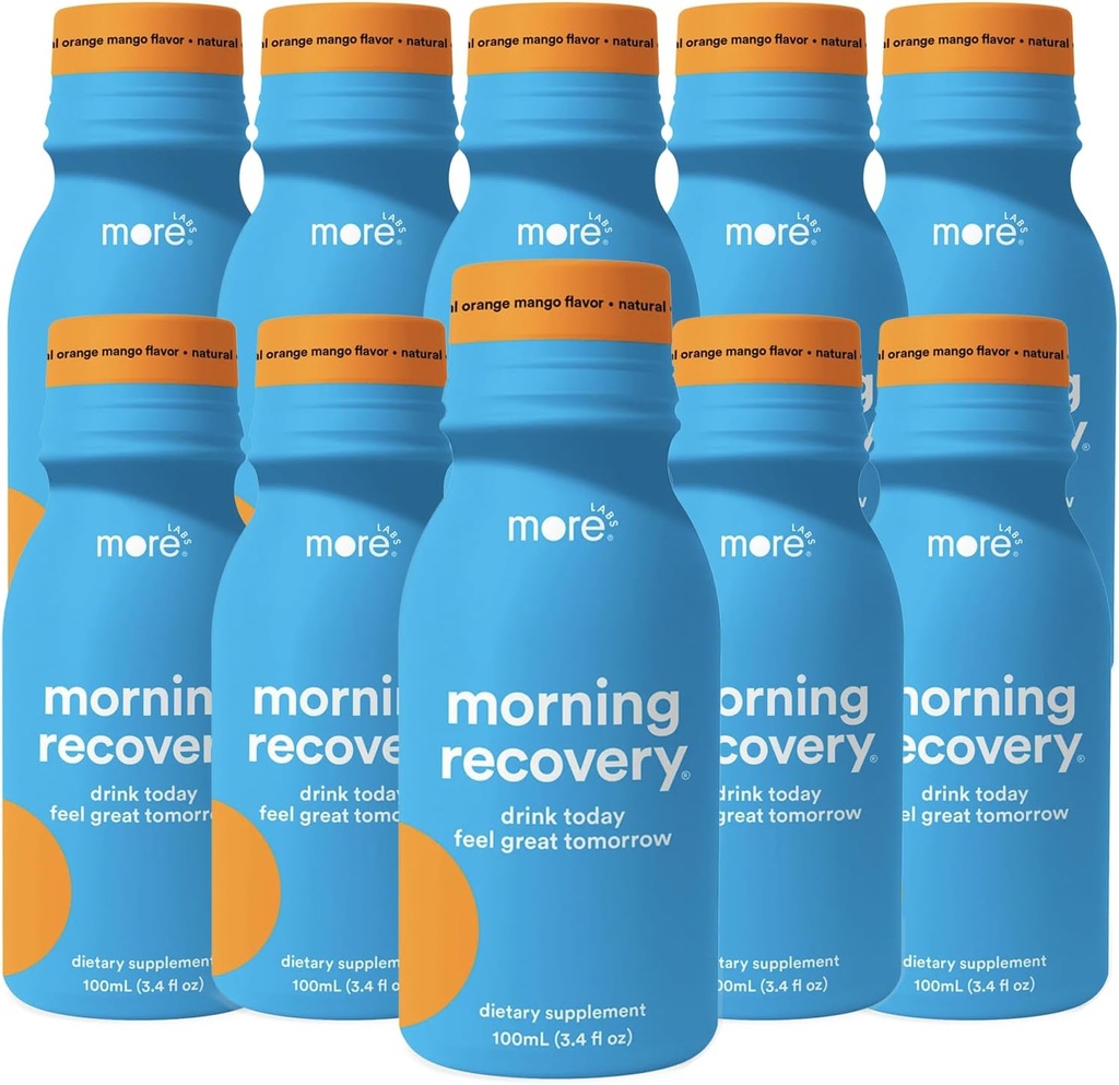 More Labs Morning Recovery Orange Mango Flavor Electrolyte & Milk Butle Drink 10 Pack | Hydrate while drink | Highly ► Liquid DHM