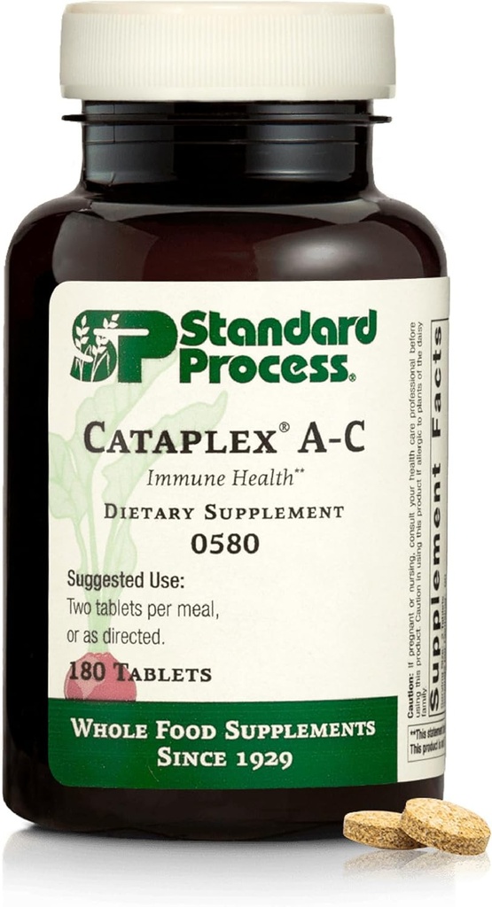 Standard Process Catablex A-C - Συμπλήρωμα για την υποστήριξη ανοσοποιητικών & υγιεινών κυττάρων με βιταμίνες C & A - Βοηθά την υγεία των ματιών - Περιέχει συστατικά με αντιοξειδωτική δράση - 180 δισκία (90 σερβιρίσματα)