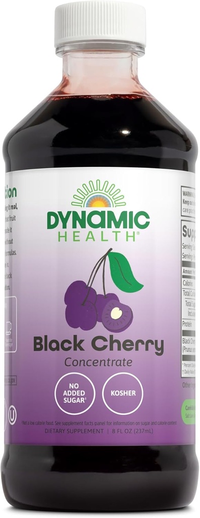 Dinamik Sağlık Pure Black Cherry Unsweetened% 100 Juice, Nomixs or Preservatives, Antioksi, 8oz (Packaging Varies)