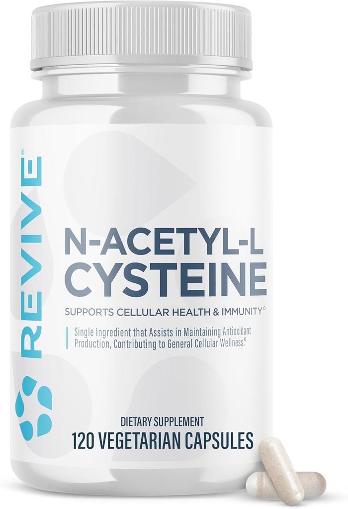Erkekler ve Kadınlar için Revive MD NAC Supplement - N-Acetyl Cysteine Supports Respiratory, Cardiovascular & Cellular Health - Antioksi & Immune Support (120 Capsules, 60 Hizmet)