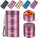 Αλουμινίου Κράμα Αδιάβροχο Pill Organizer 3 φορές την ημέρα, Moisture Proof Μεταλλικό Χάπια περίπτωση, Μικρό ημερήσιο Χάπια κάτοχος για το πορτοφόλι, Portable Travel Pill Box Container για να κρατήσει βιταμίνες, Med, Συμπληρώματα【Rose Gold.