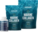 KORREXIKO Marine Collagen Supplement Pills & Toz Sche - 10.000 mg Double Hydrolyzed Collagen Toz 15 oz & 5oz ve 1800 mg Collagen Peptides 120 Capsules - Saç için, Skin & Nails