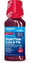 Basic Care Nighttime Cold & Flu Relief Syrup, Pain Reliever, Fever Function, Cough Suppressant, Antihistamine, Cherry , 8 fl oz (kırda 1)