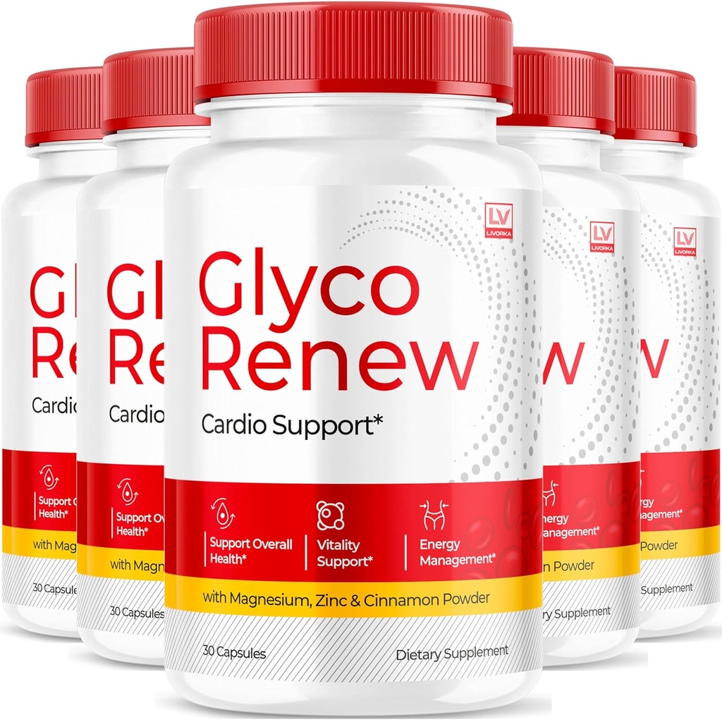 (5 Pack) Glyco Renew - Glyco Renew Blood Support, Glyco Renew Blood Support, Glyco Renew Blood Support Pills, Glyco Renew Pills, Glyco Renew Supplement, 150 Capsules