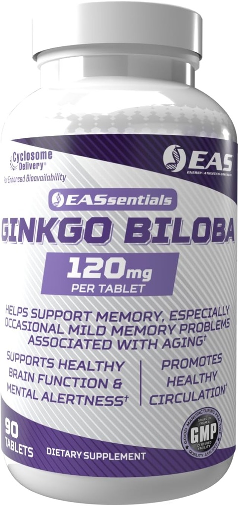 EAS Experimental and Applied Sciences Ginkgo Biloba 120mg | Beyin Fonksiyonlar ve Memory | Yüksek Düzeyleri Flavonoids & Terpenoidler | Cyclosome Delivery ile Daha İyi Aborpsiyon | 90 Tabletler